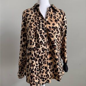 Lane Bryant Animal Print Leopard Button-Down Shirt Size 14